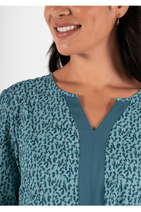 Poppy Contrast Tunic Top - flora hydro teal