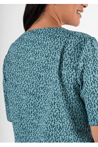 Poppy Contrast Tunic Top - flora hydro teal