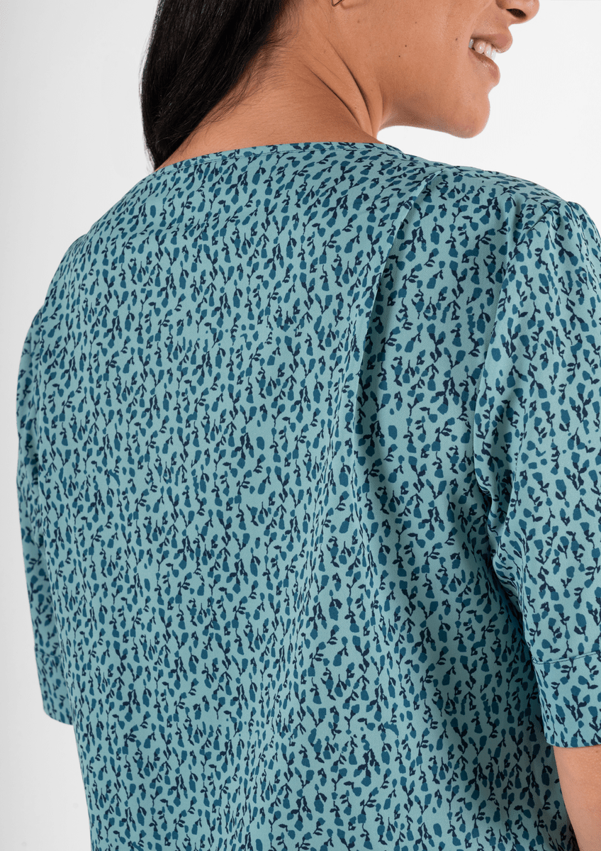 Poppy Contrast Tunic Top - flora hydro teal