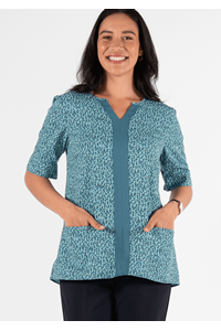 Poppy Contrast Tunic Top - flora hydro teal