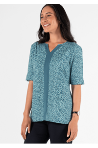 Poppy Contrast Tunic Top - flora hydro teal