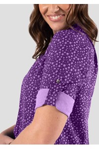 Iris 3/4 Sleeve Top - sea breeze print - blackberry