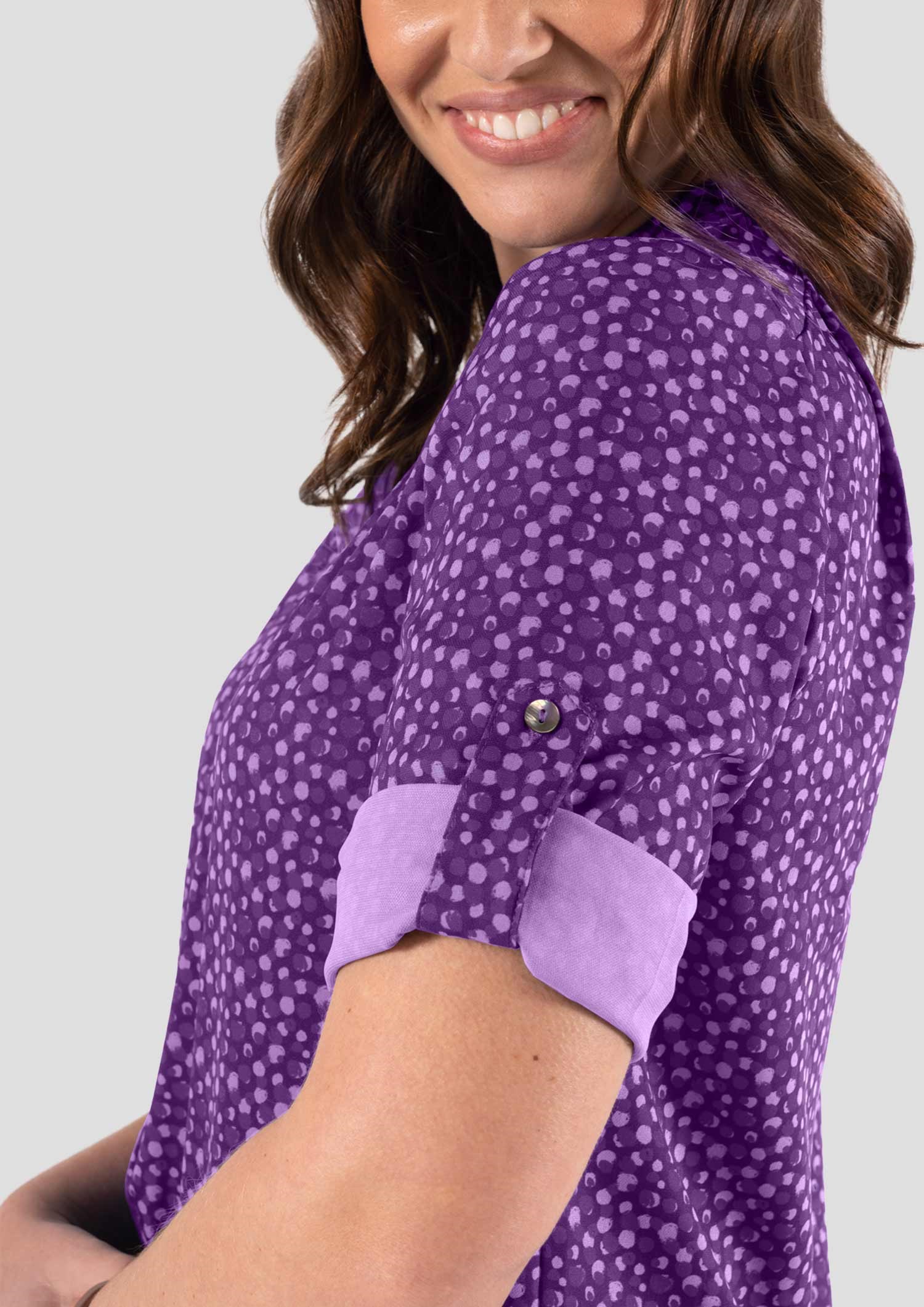 Iris 3/4 Sleeve Top - sea breeze print - blackberry