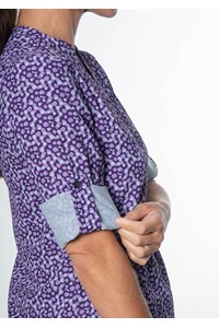 Iris 3/4 Sleeve Top - sea breeze print - blackberry