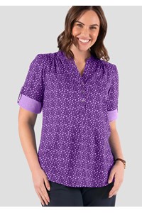 Iris 3/4 Sleeve Top - sea breeze print - blackberry