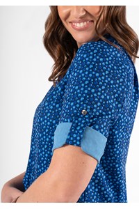 Iris 3/4 Sleeve Top - sea breeze