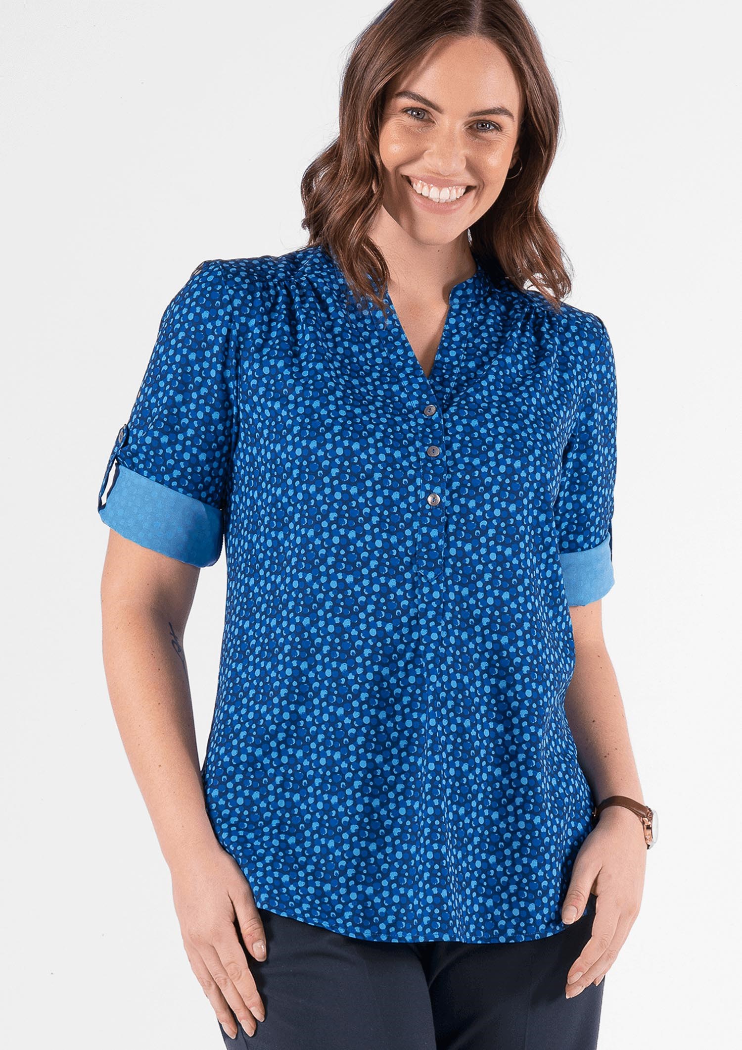 Iris 3/4 Sleeve Top - sea breeze