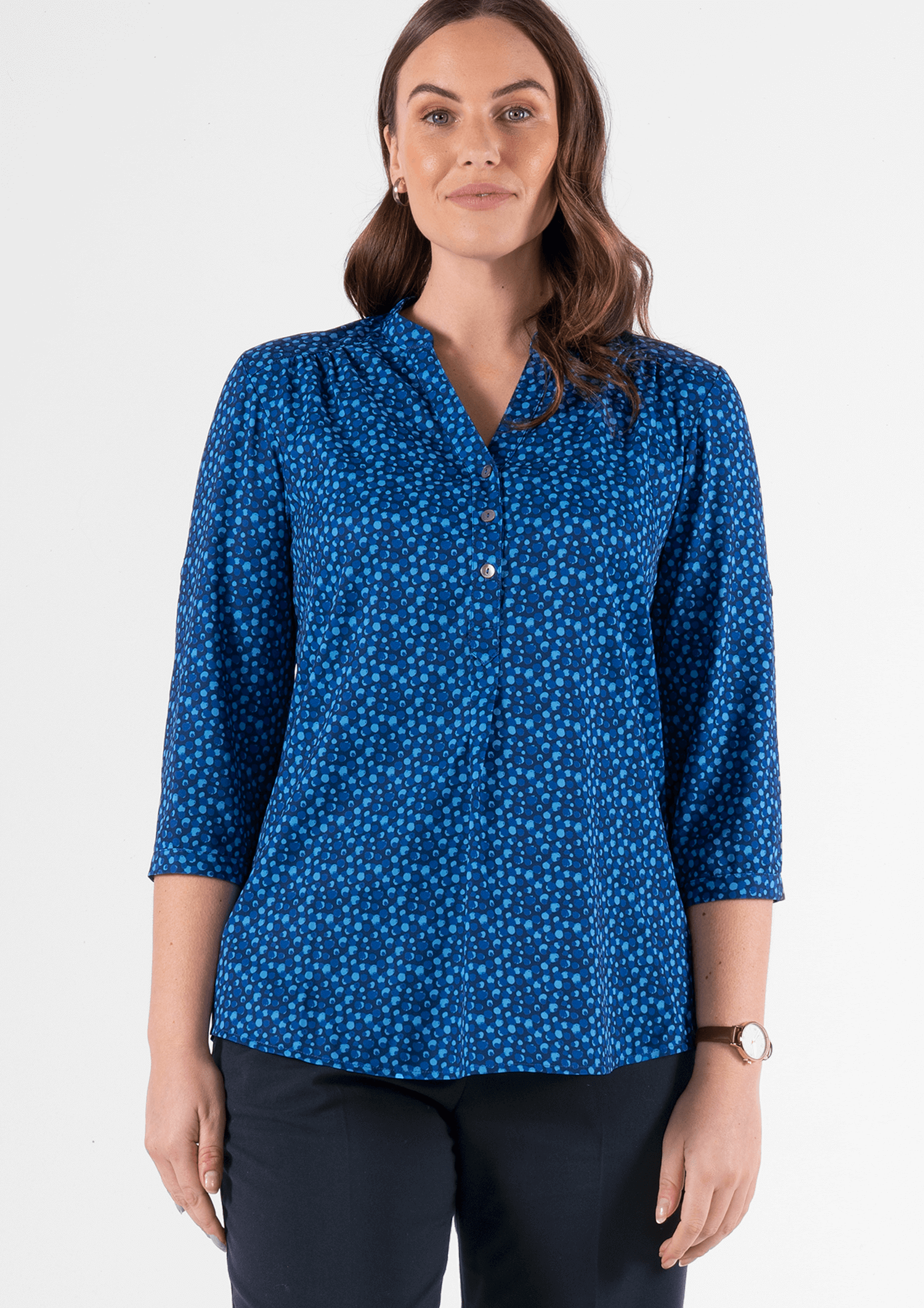 Iris 3/4 Sleeve Top - sea breeze