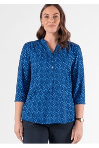 Iris 3/4 Sleeve Top - sea breeze