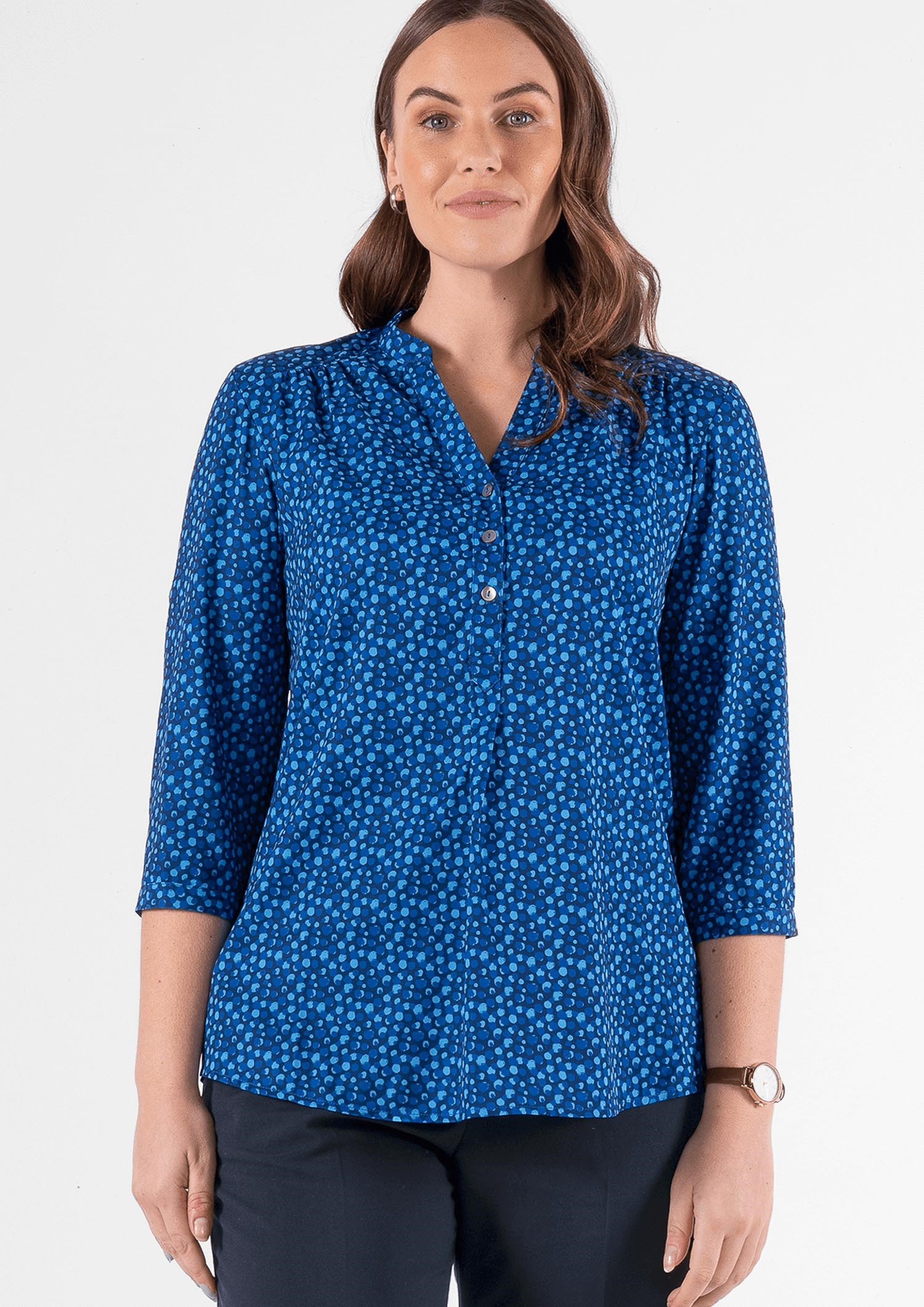 Iris 3/4 Sleeve Top - sea breeze