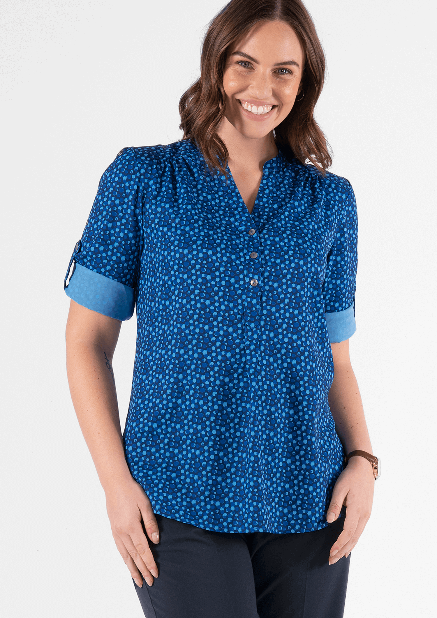 Iris 3/4 Sleeve Top - sea breeze