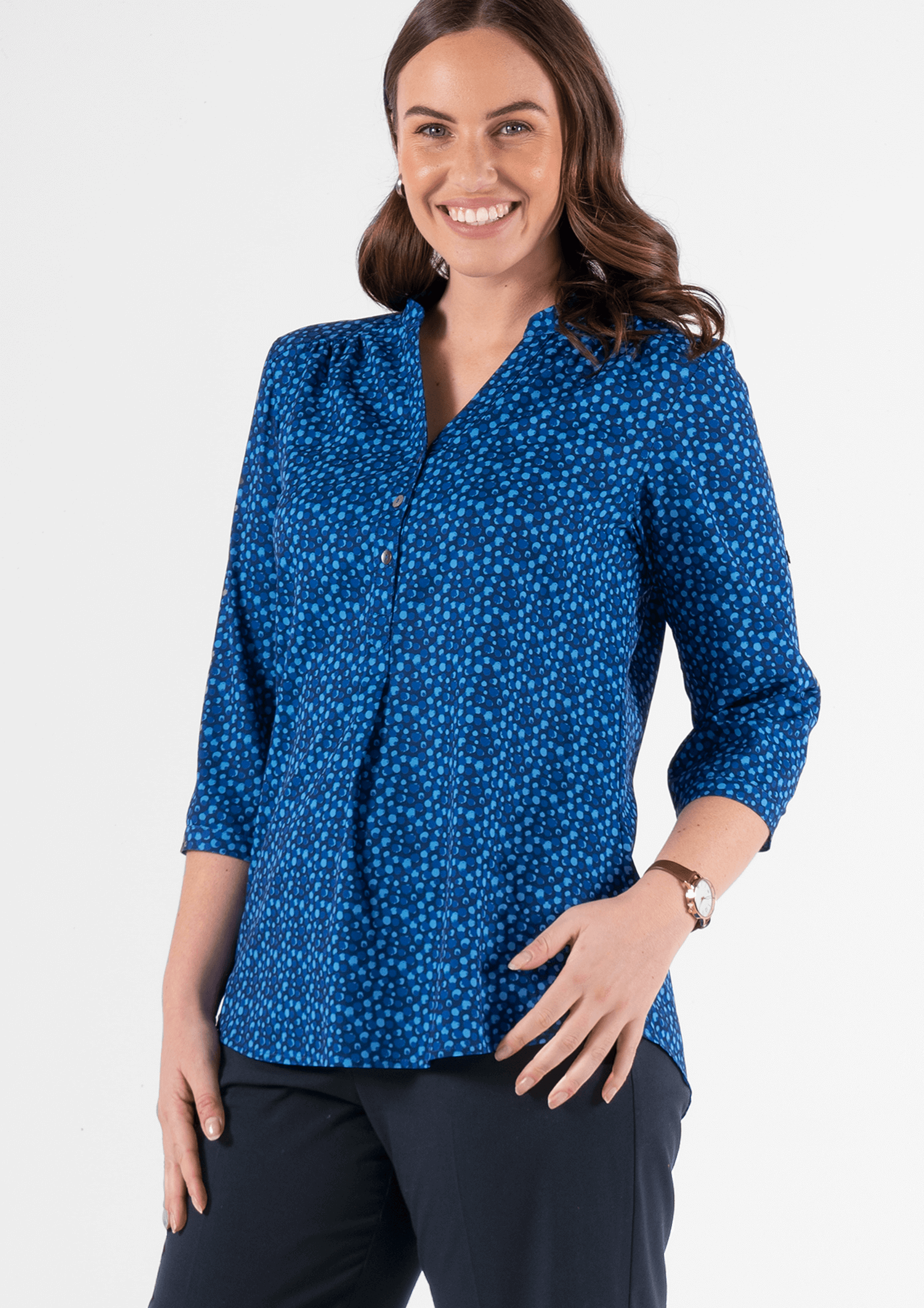 Iris 3/4 Sleeve Top - sea breeze