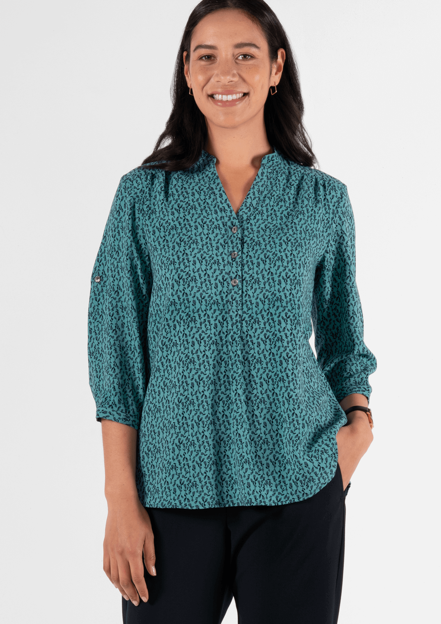 Iris 3/4 Sleeve Top - flora