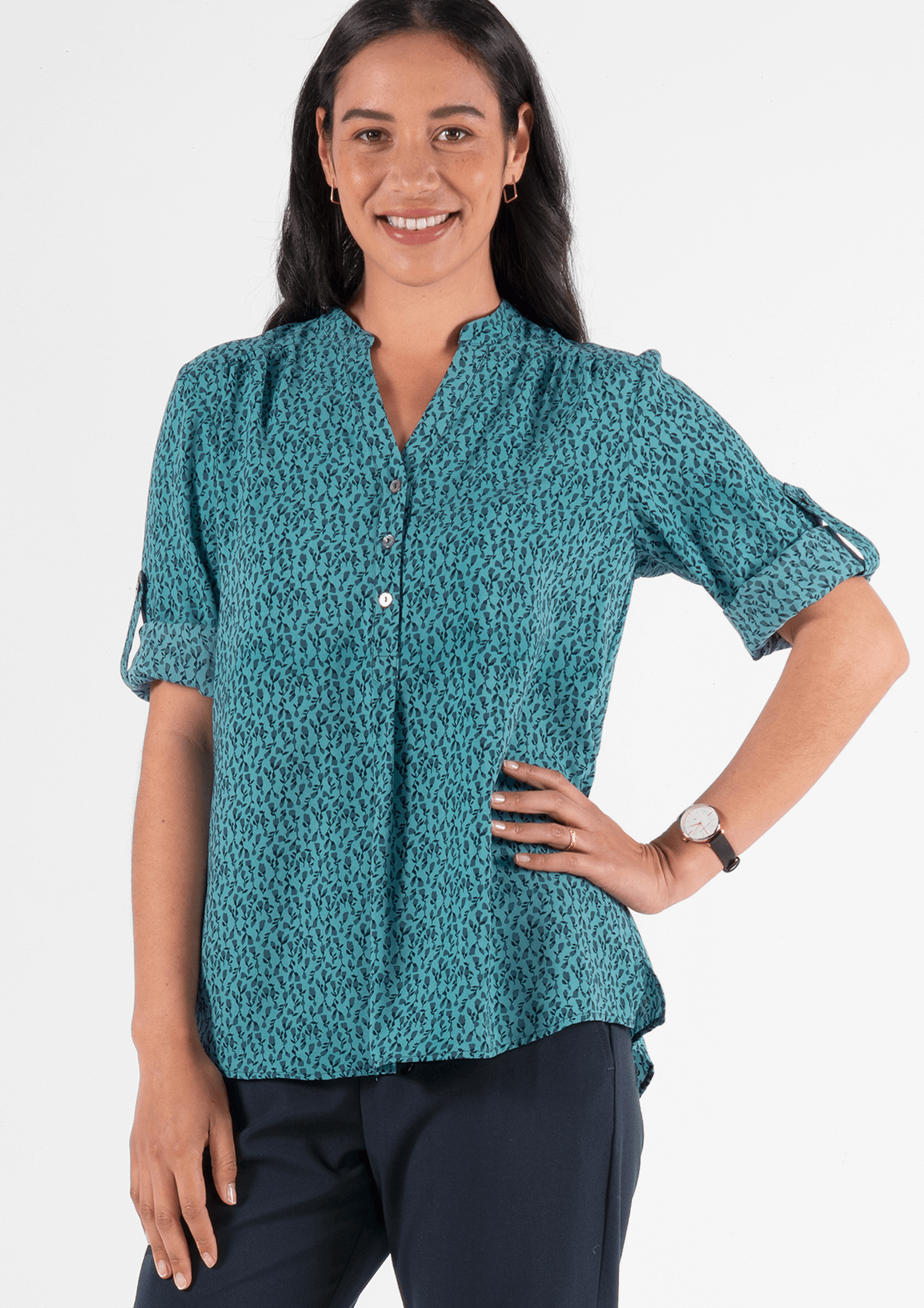 Iris 3/4 Sleeve Top - flora