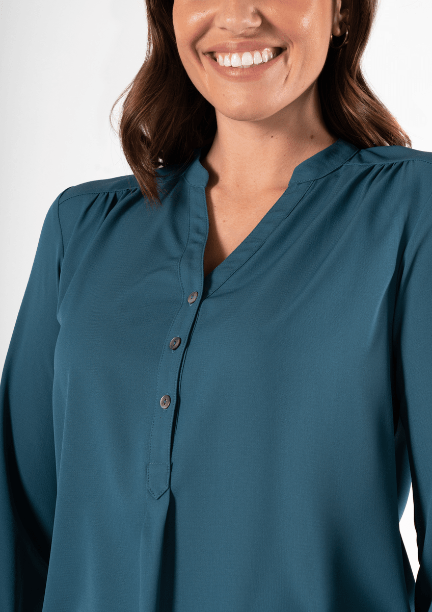 Iris 3/4 Sleeve Top - hydro teal