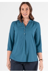 Iris 3/4 Sleeve Top - hydro teal