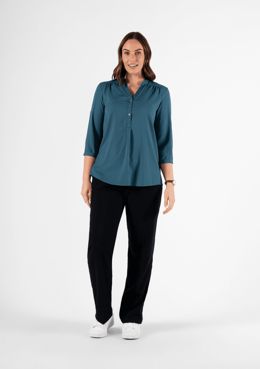 Iris 3/4 Sleeve Top - hydro teal