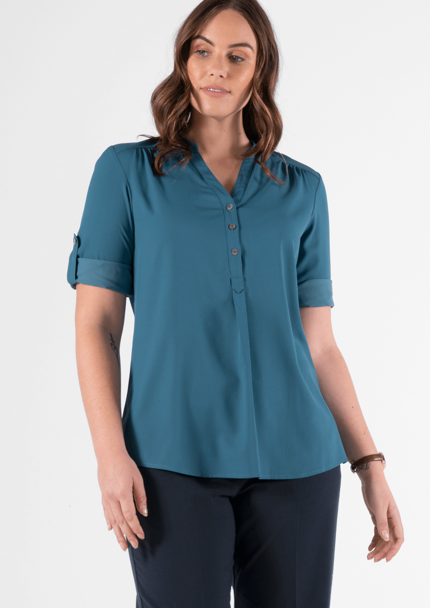 Iris 3/4 Sleeve Top - hydro teal