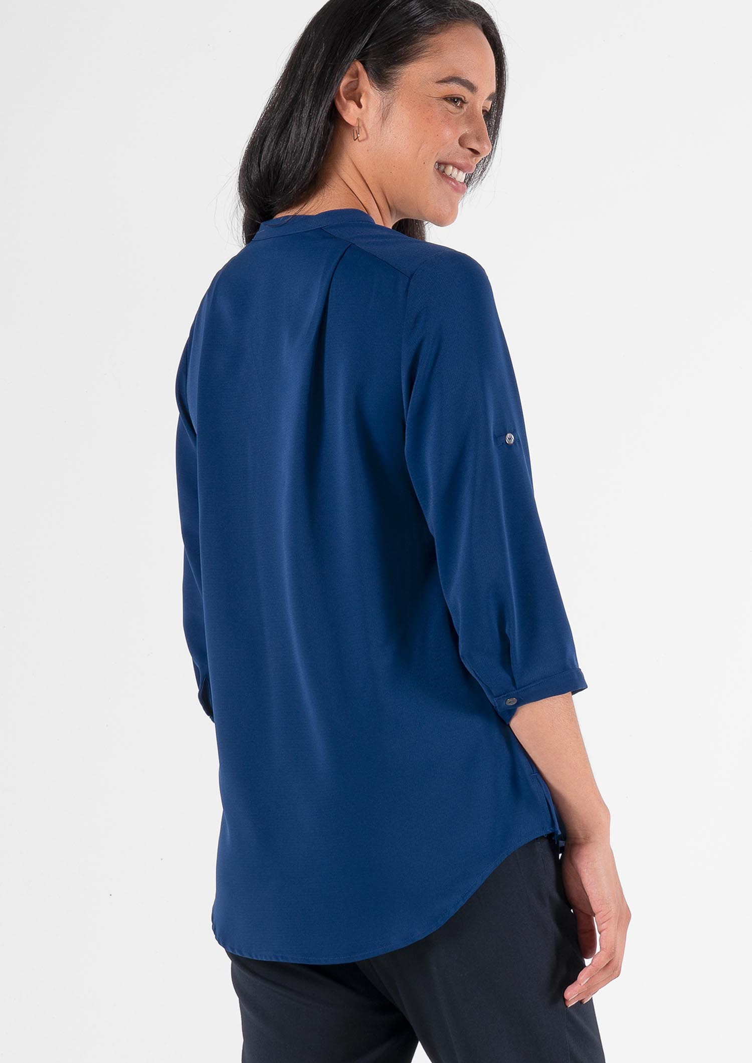 Iris 3/4 Sleeve Top - estate blue
