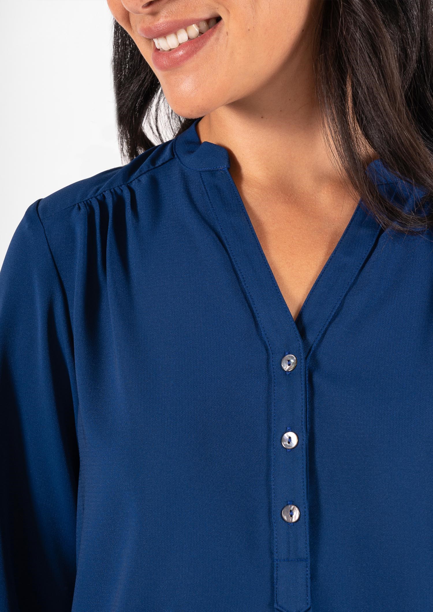 Iris 3/4 Sleeve Top - estate blue