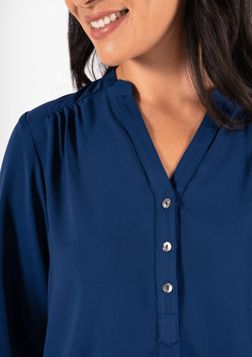 Iris 3/4 Sleeve Top - estate blue