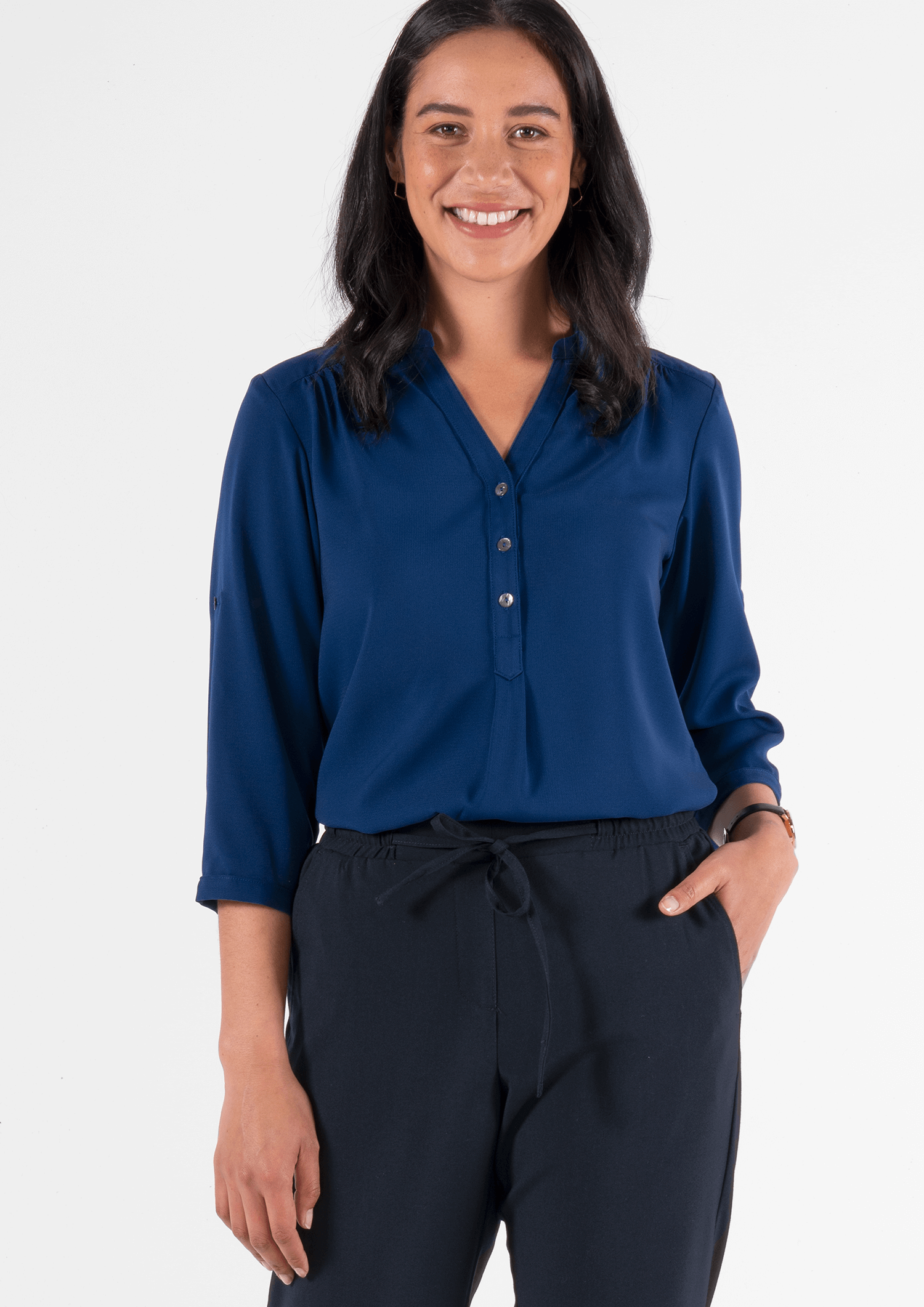 Iris 3/4 Sleeve Top - estate blue