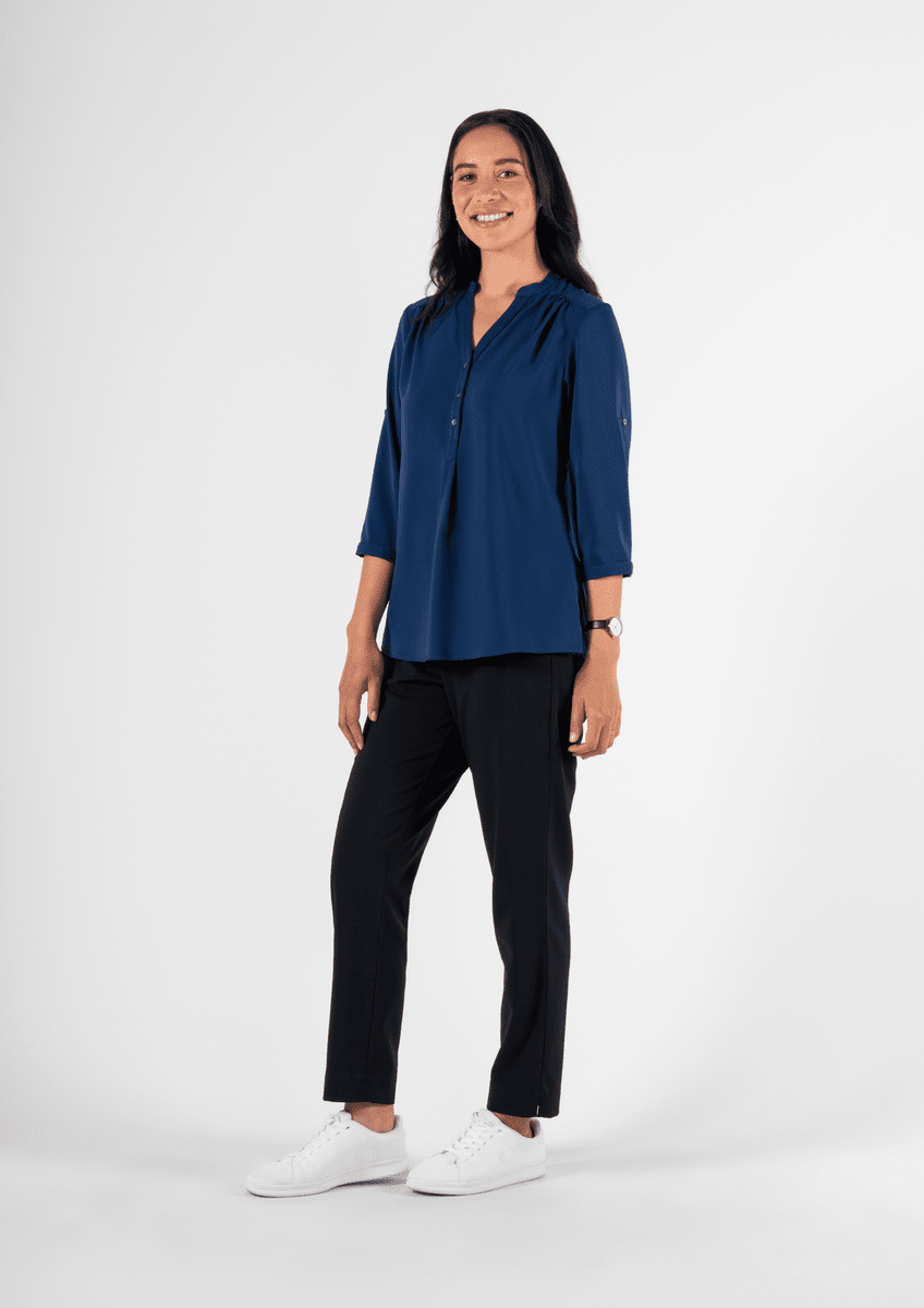 Iris 3/4 Sleeve Top - estate blue