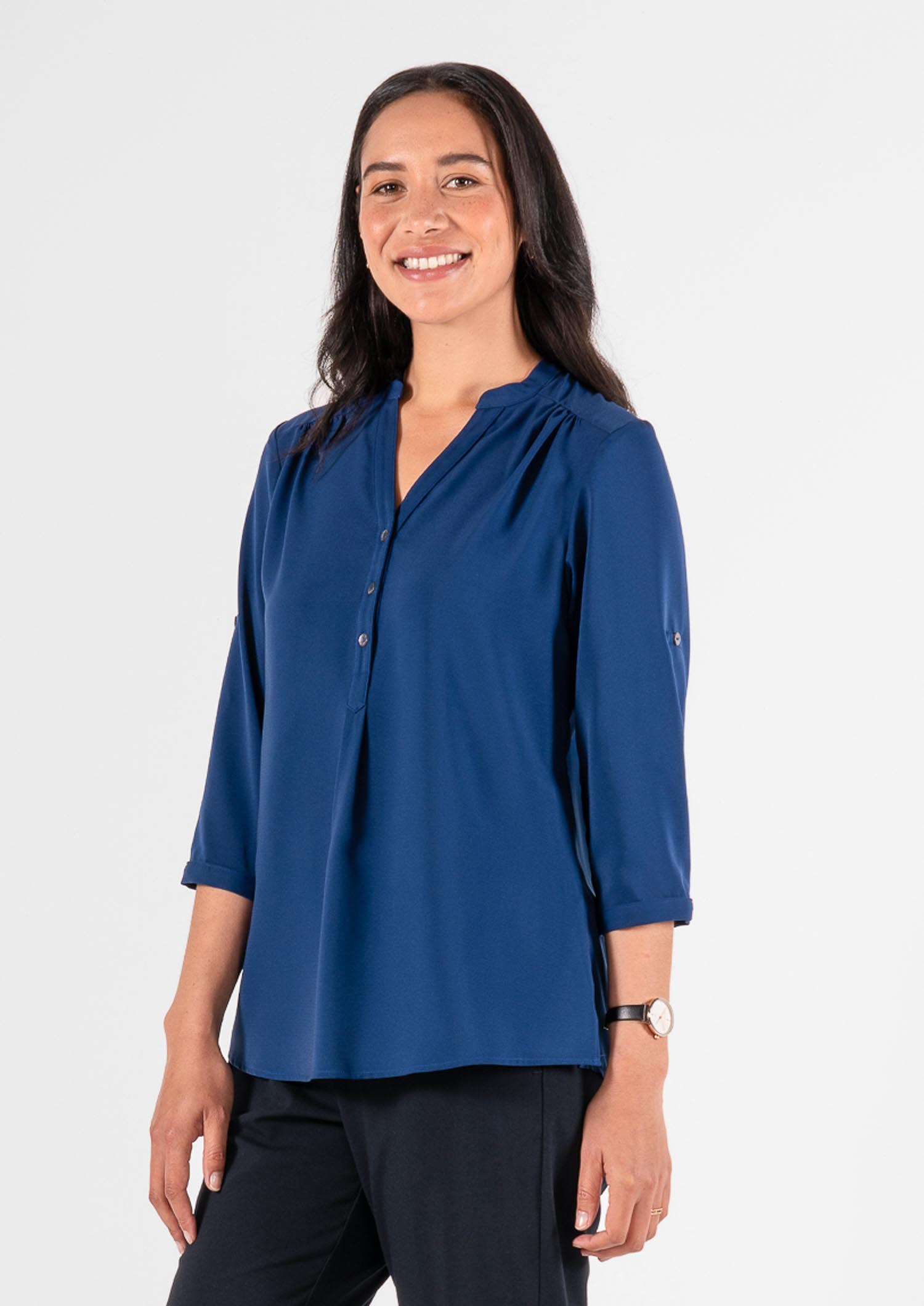 Iris 3/4 Sleeve Top - estate blue