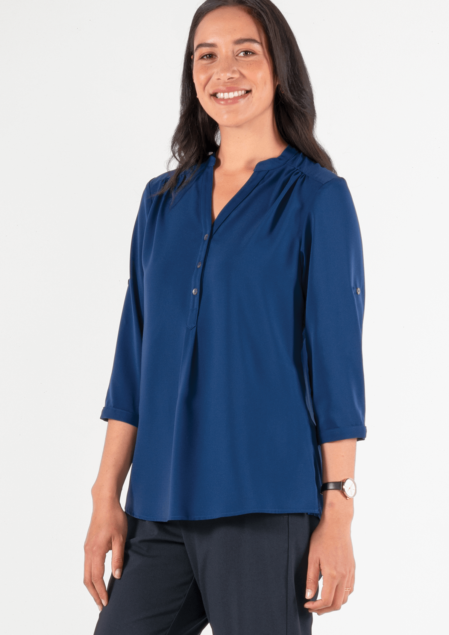 Iris 3/4 Sleeve Top - estate blue