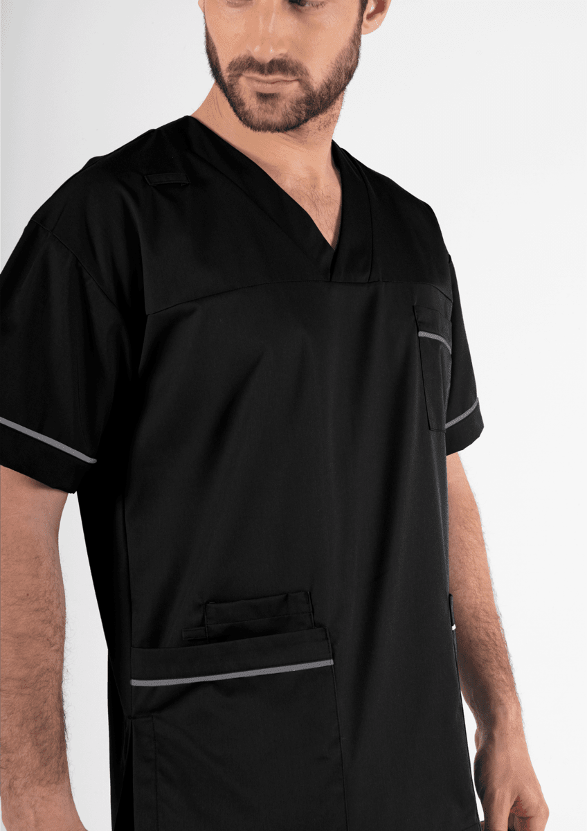 Elm V-Neck Scrub Top - black