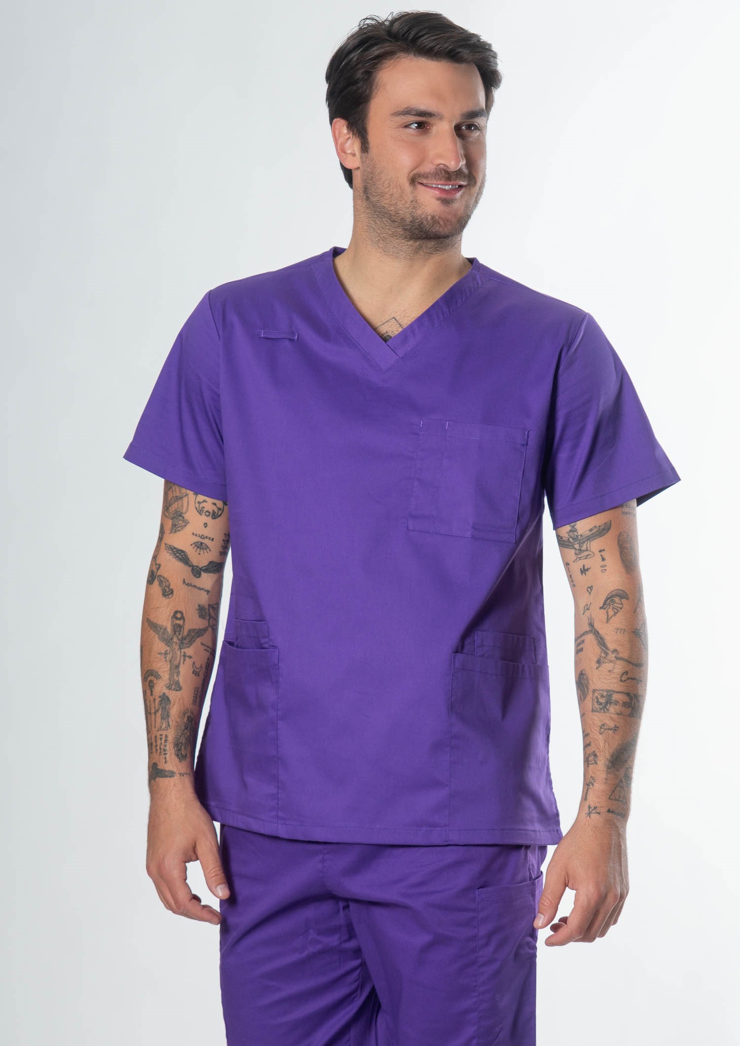 Nikau Unisex Scrub Top - purple