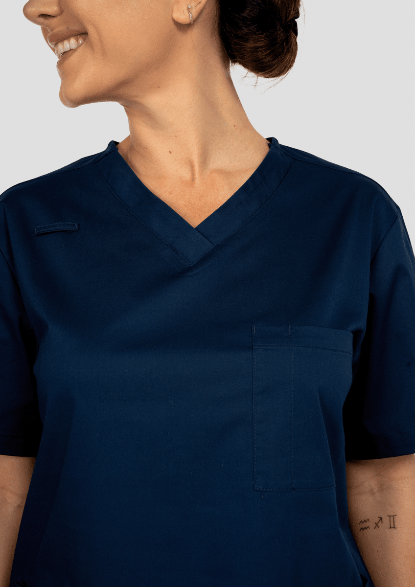 Nikau Unisex Scrub Top - navy