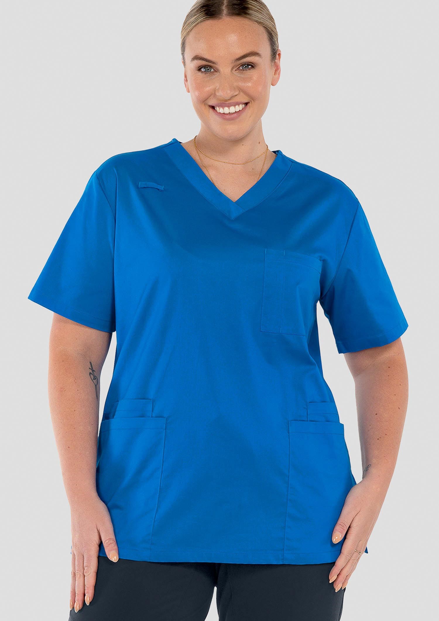 Nikau Unisex Scrub Top - royal