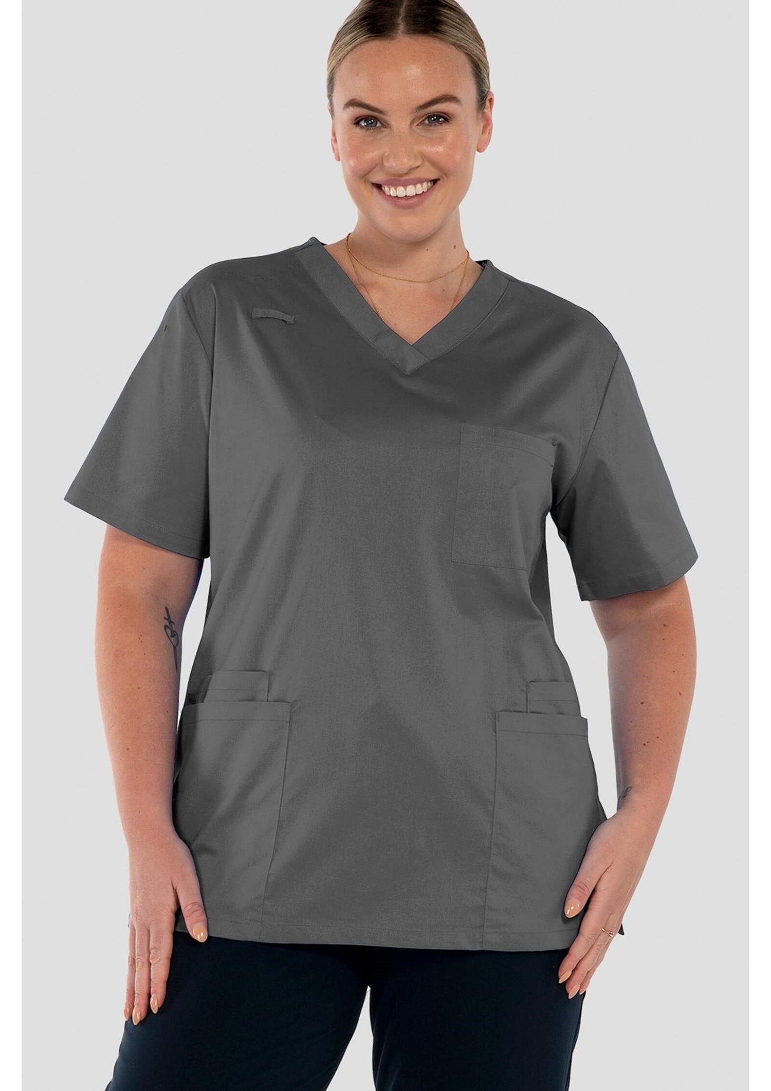 Nikau Unisex Scrub Top - grey