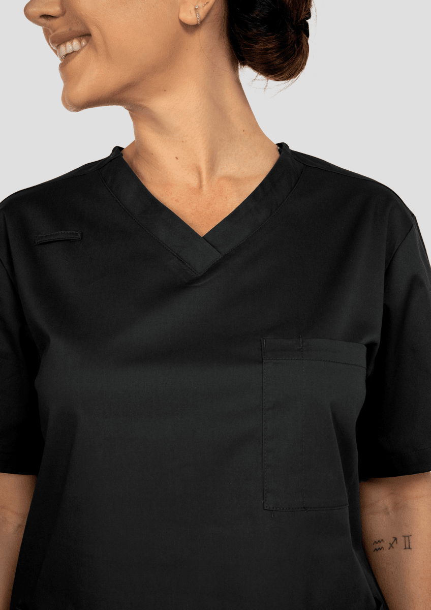 Nikau Unisex Scrub Top - black