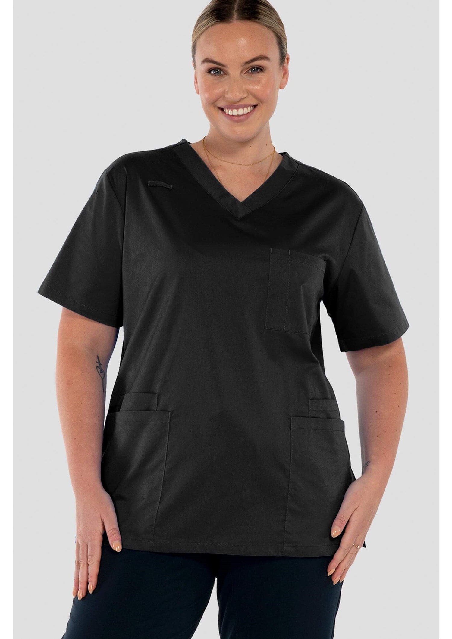 Nikau Unisex Scrub Top - black