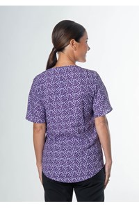 Jasmine Bell Sleeve Top - sea breeze print - blackberry