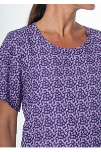 Jasmine Bell Sleeve Top - sea breeze print - blackberry