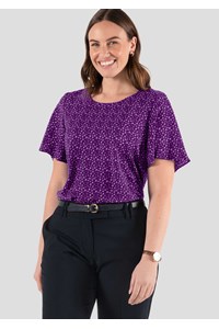 Jasmine Bell Sleeve Top - sea breeze print - blackberry