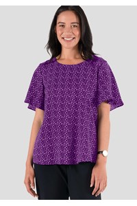 Jasmine Bell Sleeve Top - sea breeze print - blackberry
