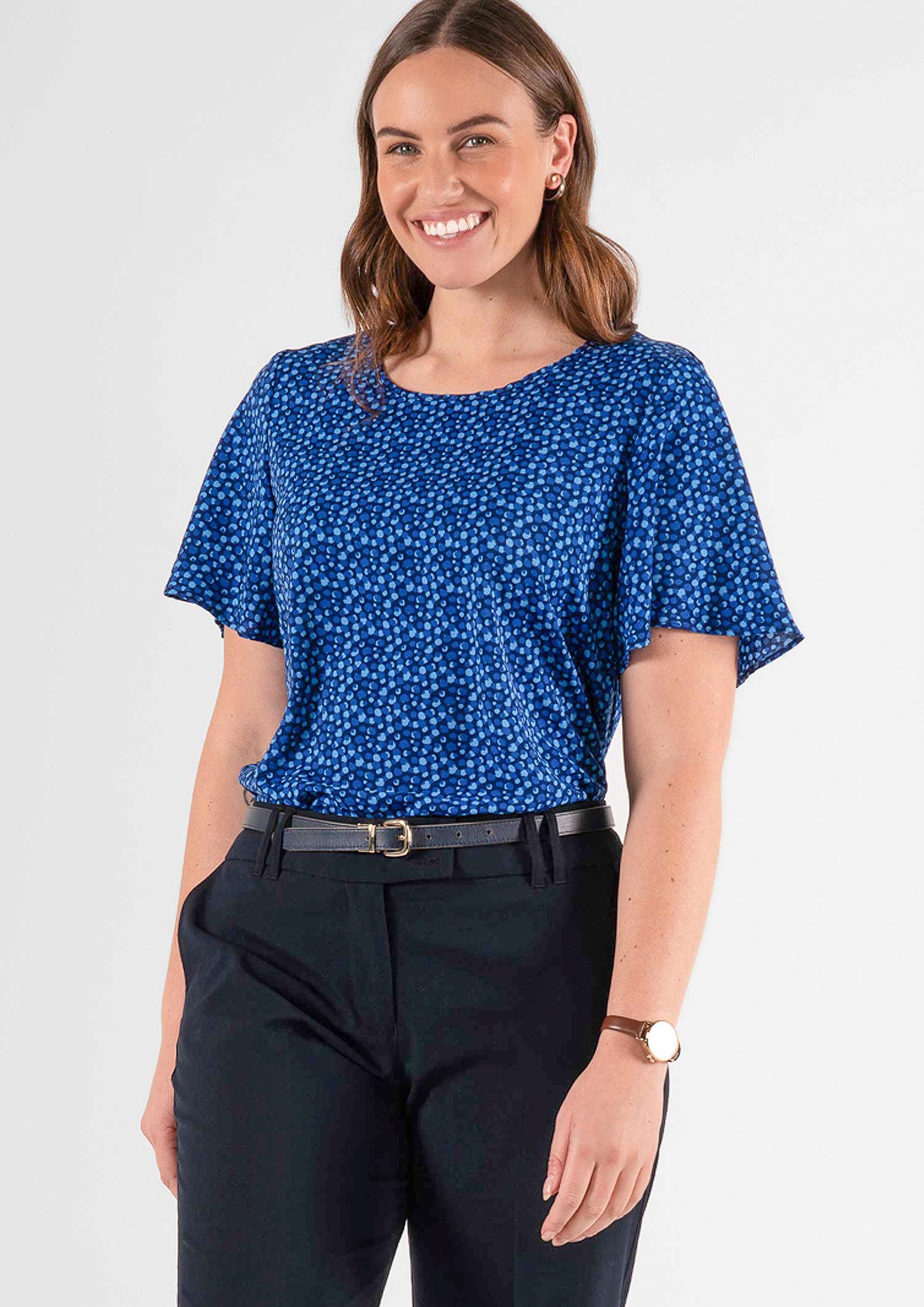 Jasmine Bell Sleeve Top - sea breeze