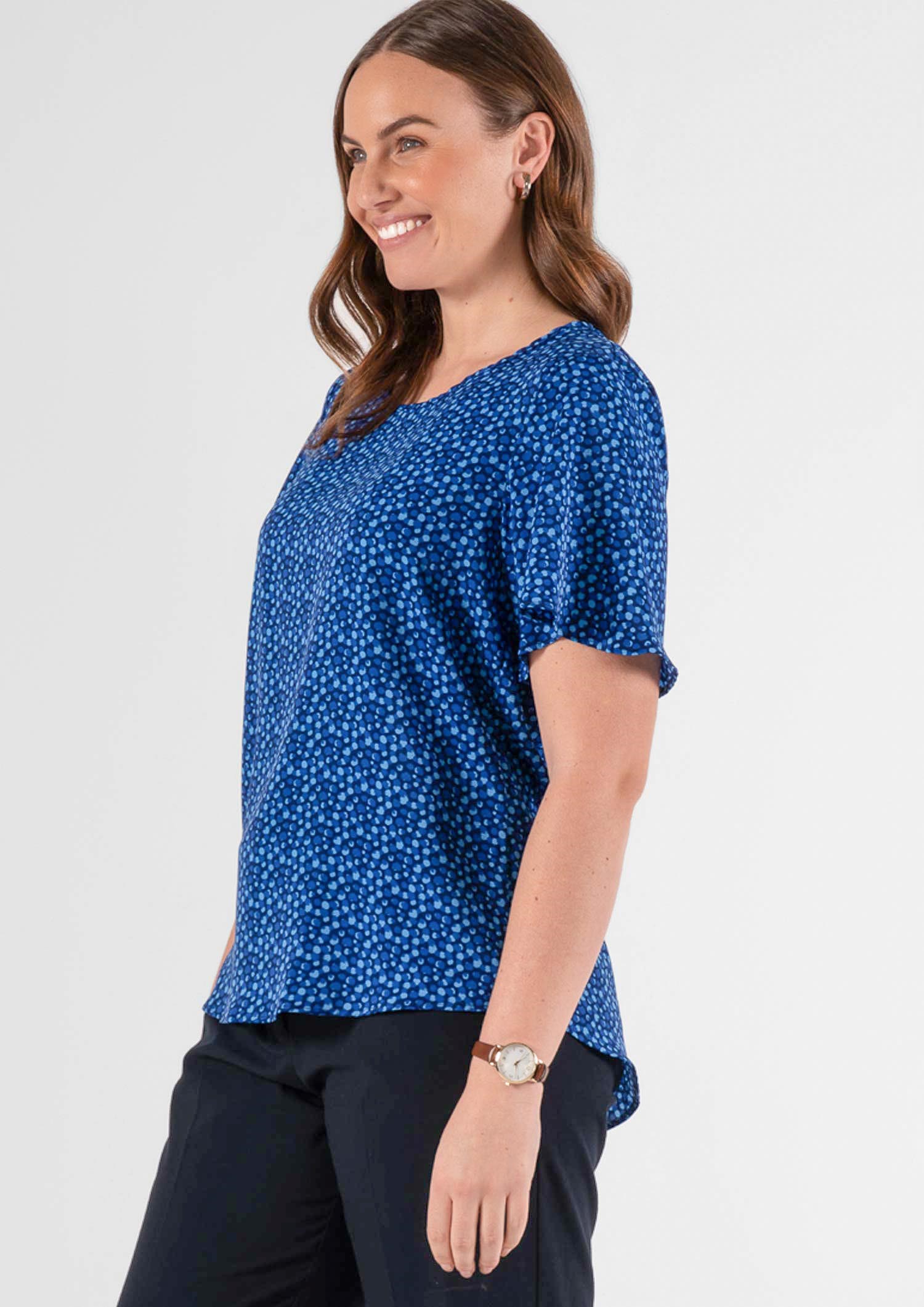 Jasmine Bell Sleeve Top - sea breeze