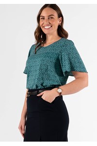 Jasmine Bell Sleeve Top - flora