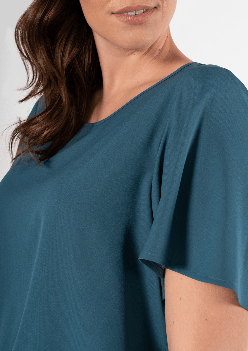 Jasmine Bell Sleeve Top - hydro teal