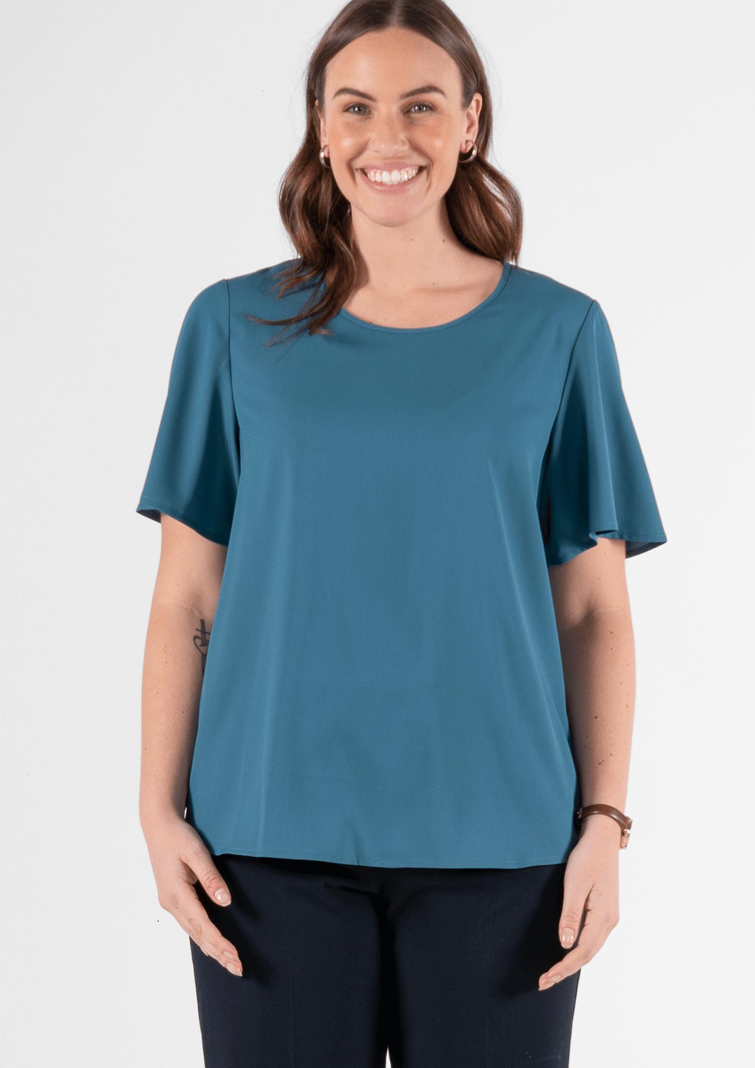 Jasmine Bell Sleeve Top - hydro teal