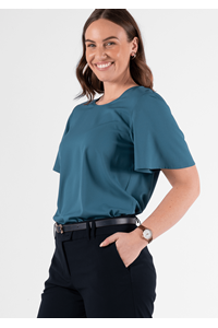 Jasmine Bell Sleeve Top - hydro teal