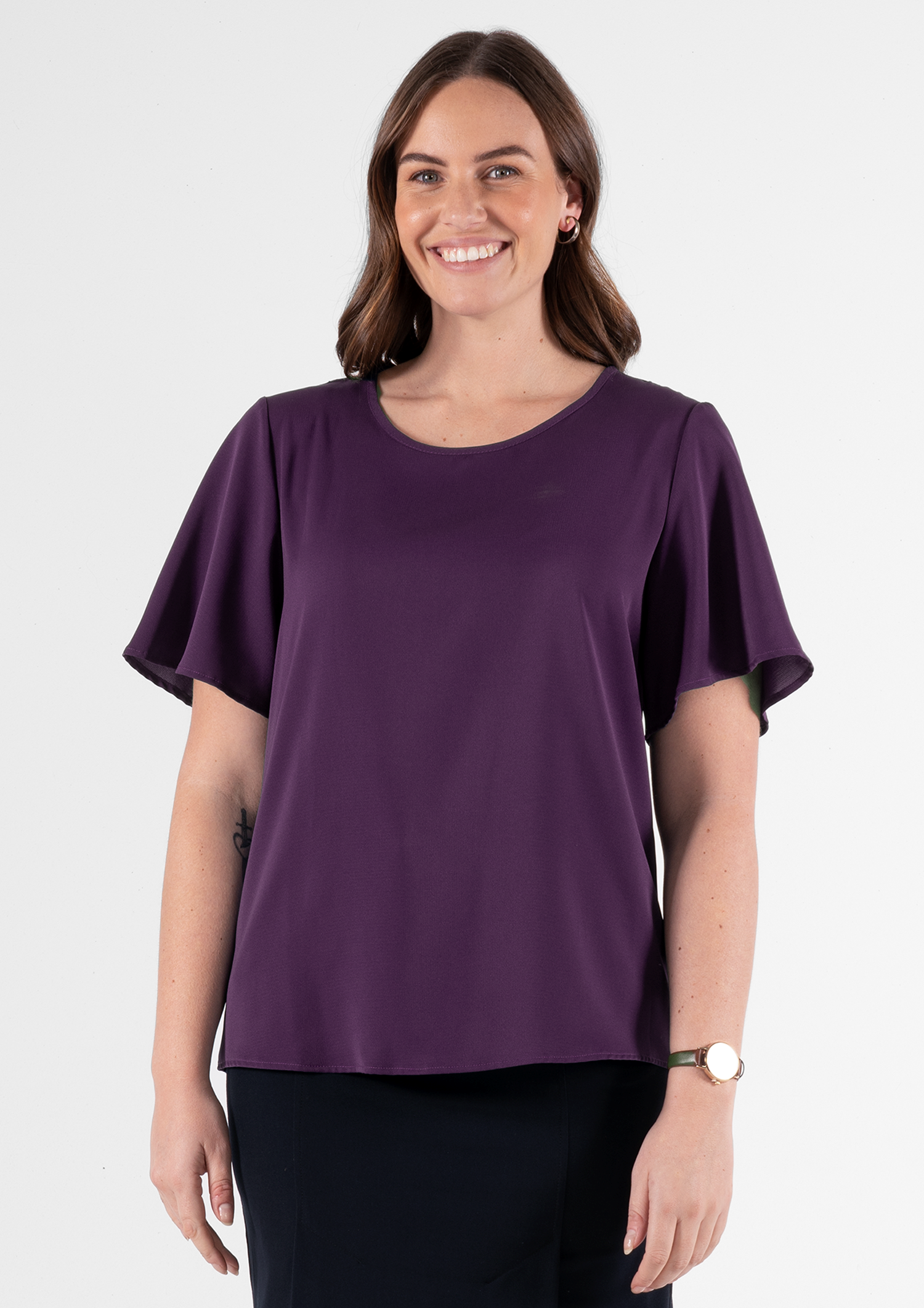 Jasmine Bell Sleeve Top - blackberry