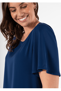 Jasmine Bell Sleeve Top - estate blue
