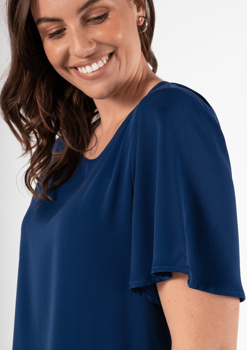 Jasmine Bell Sleeve Top - estate blue