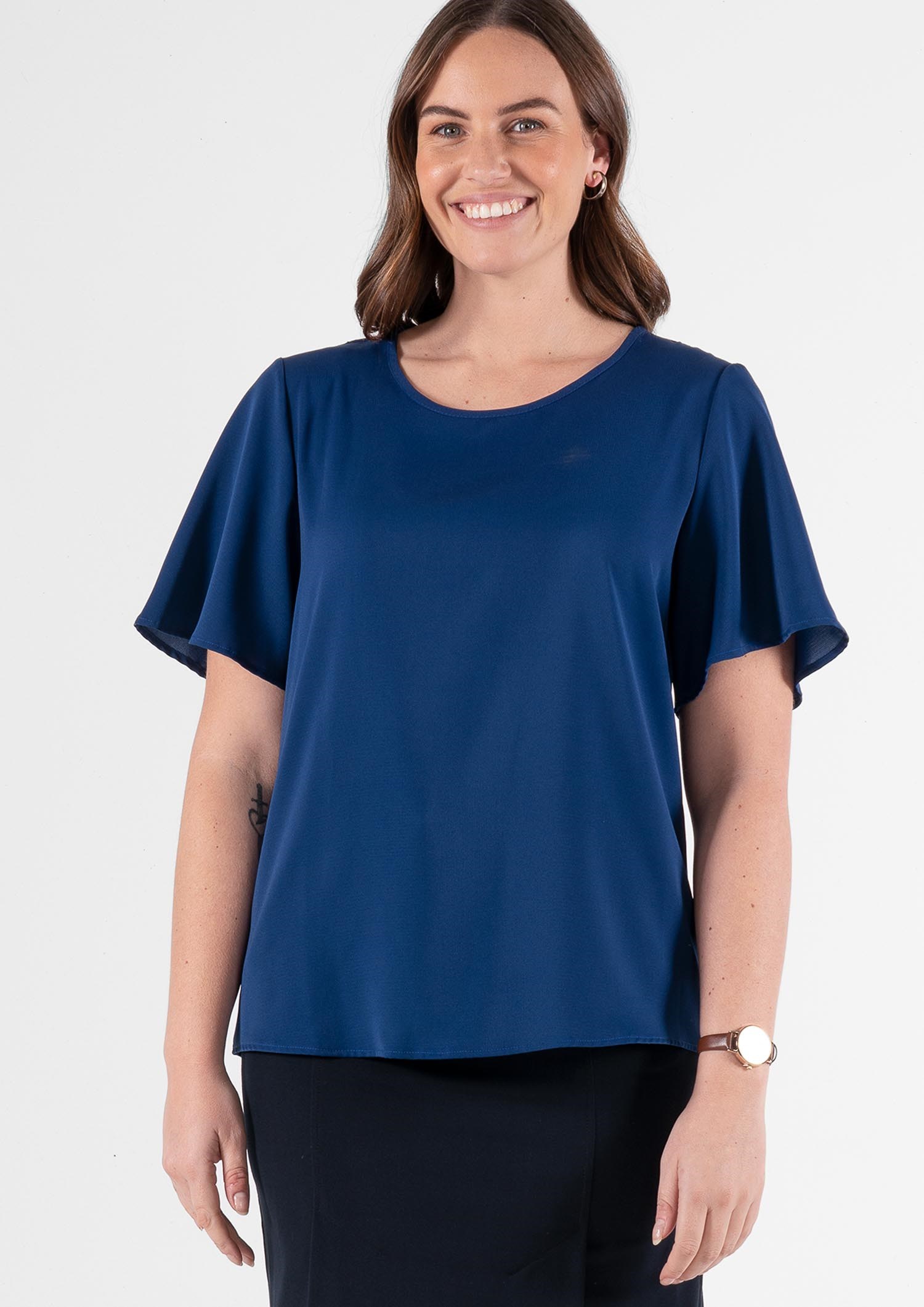 Jasmine Bell Sleeve Top - estate blue